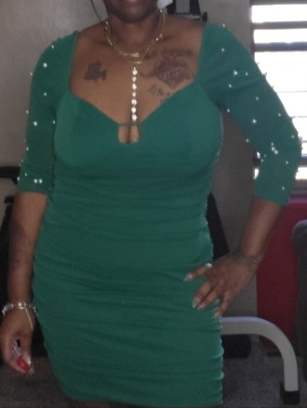 Amazon Green Ruched Dress